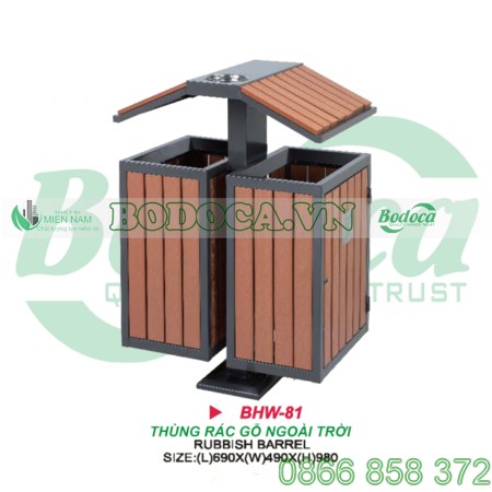 Thùng rác gỗ 2 ngăn BHW-81 Bodoca